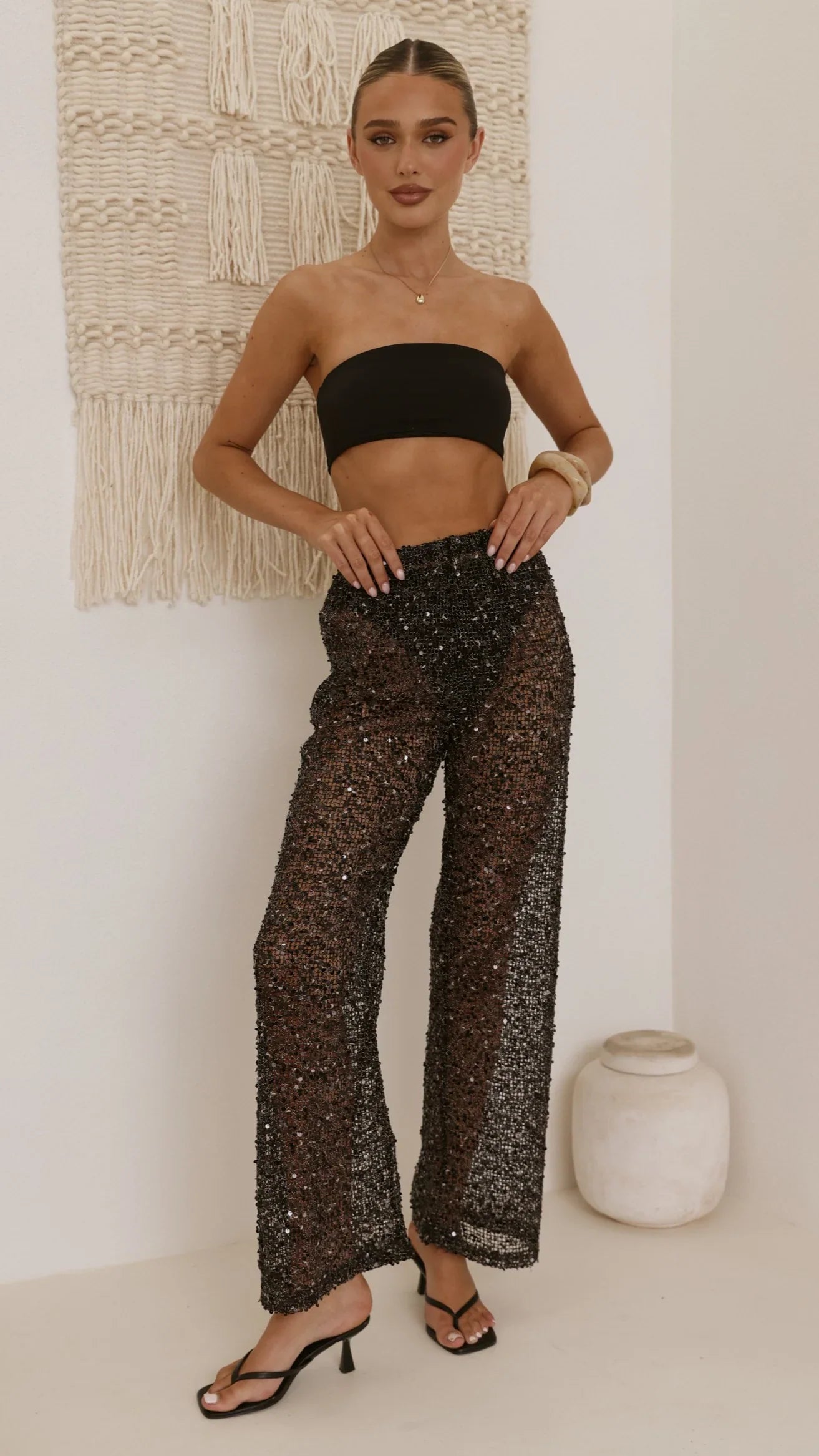 Zinnia Sequins Pant Black