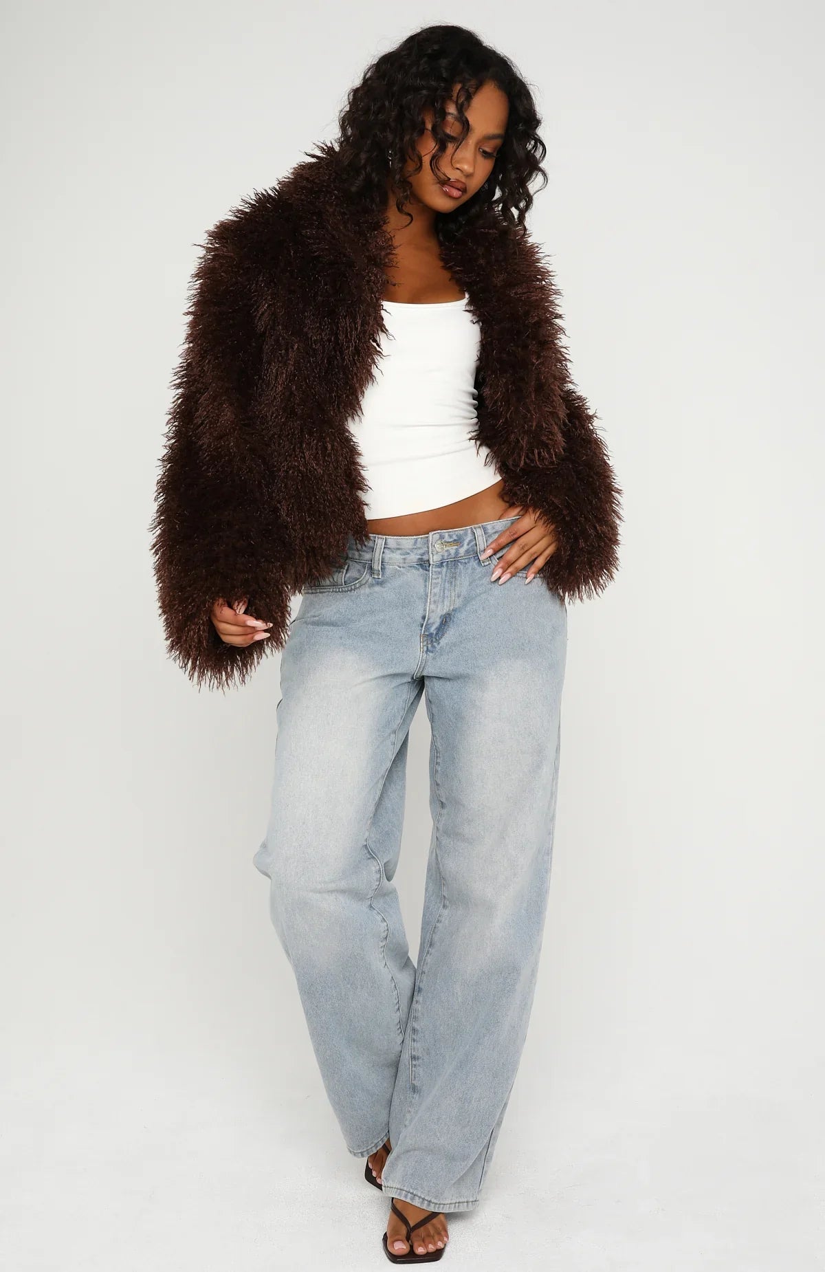 Weekend Away Faux Fur Jacket Chocolate