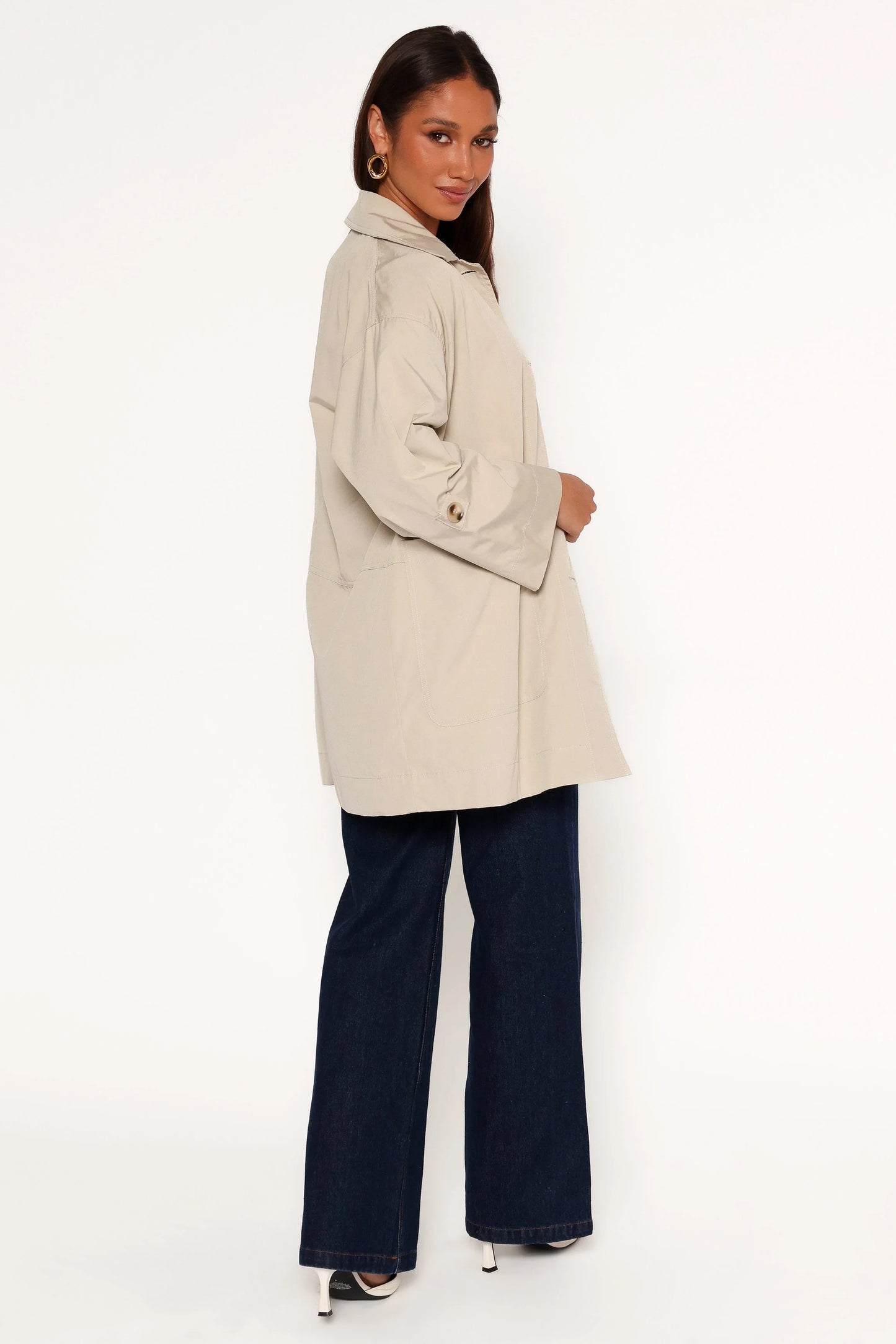 Stella Button Front Collar Jacket Taupe