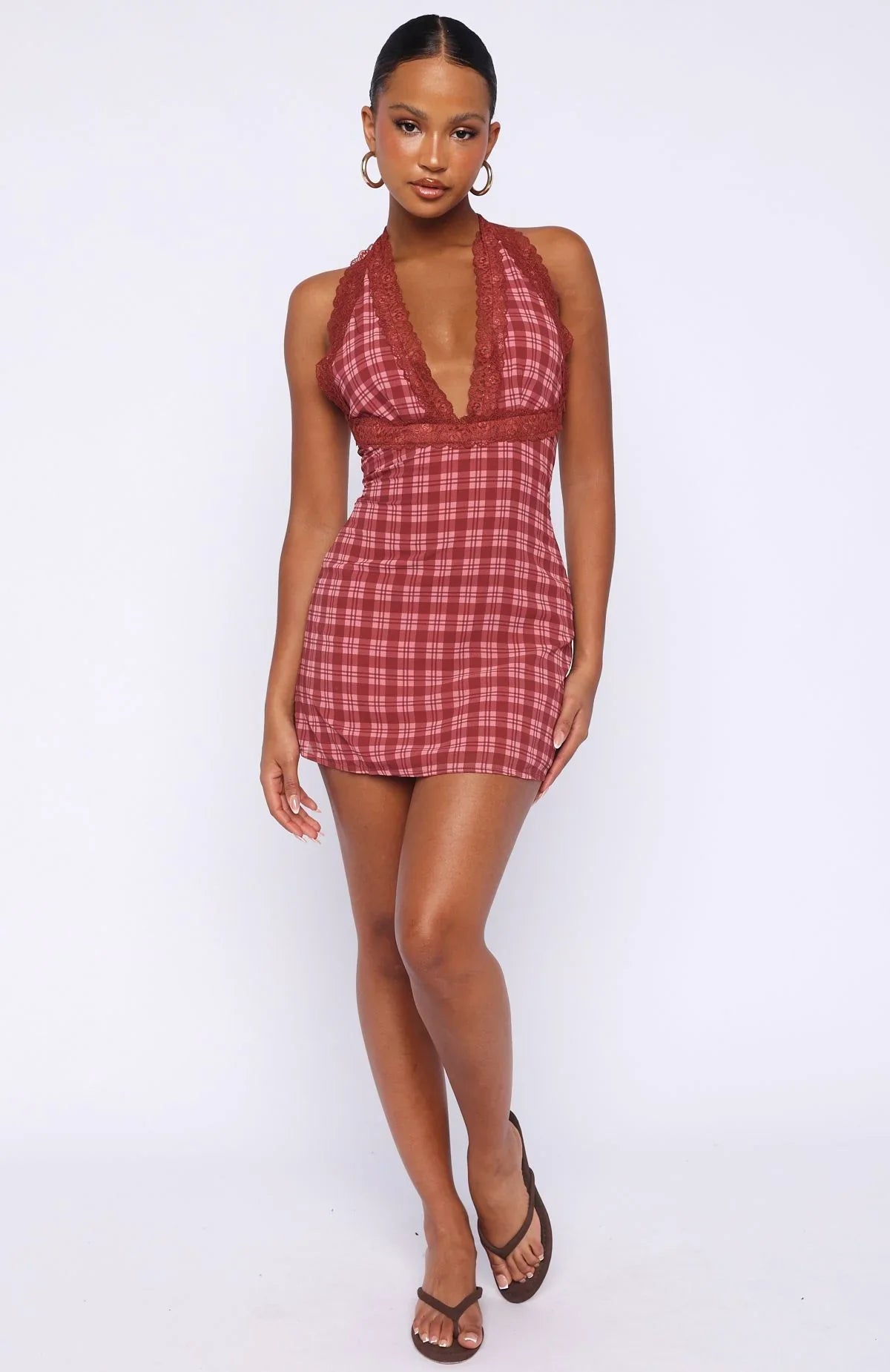 A Girls Girl Mini Dress Berry Plaid