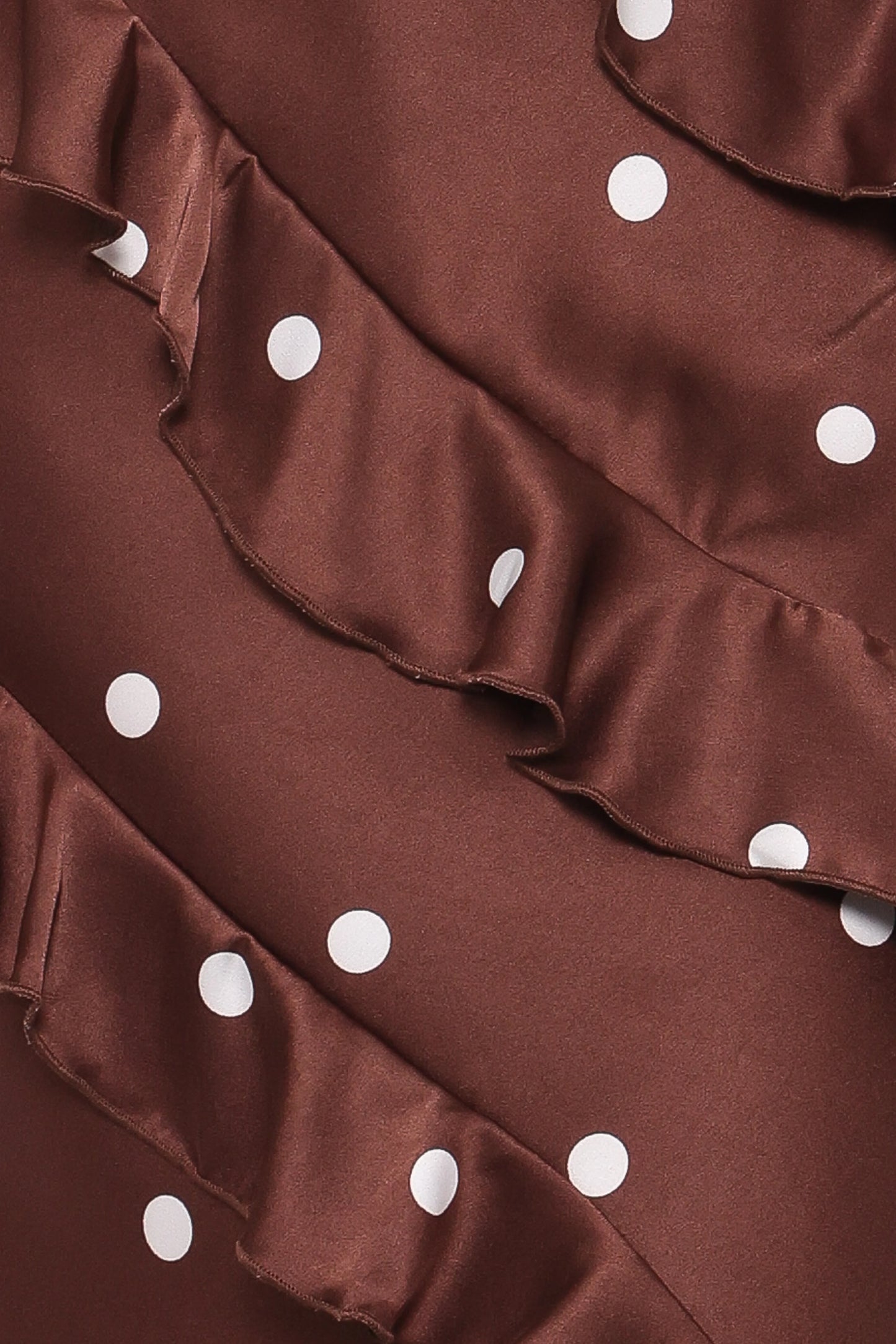 Ciao Ruffles Maxi Satin Dress Brown Polka Dot