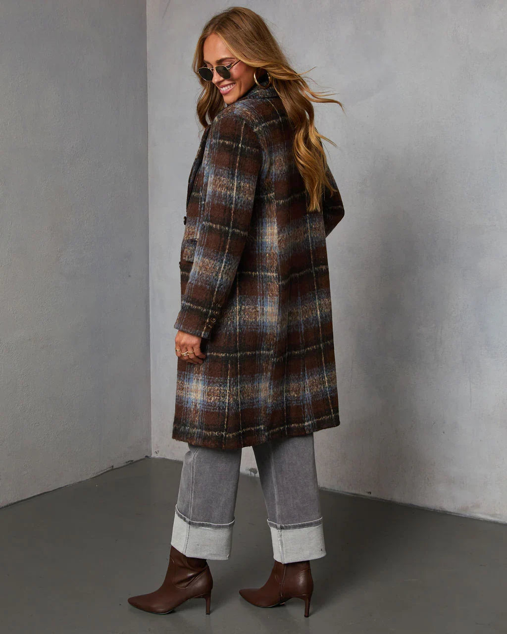 Devora Plaid Double Breasted Coat