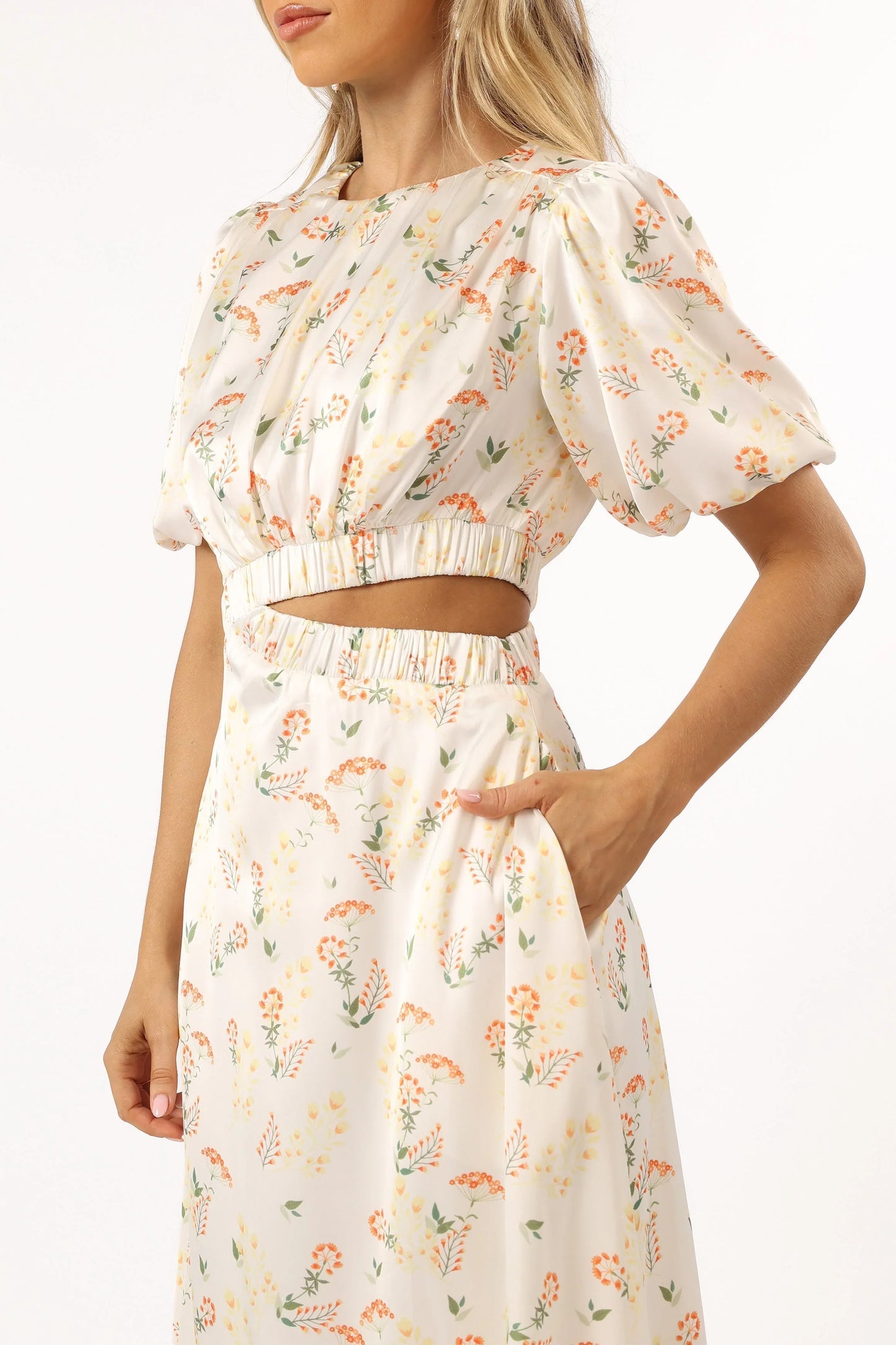 Aminah Puff Sleeve Dress Yellow Floral