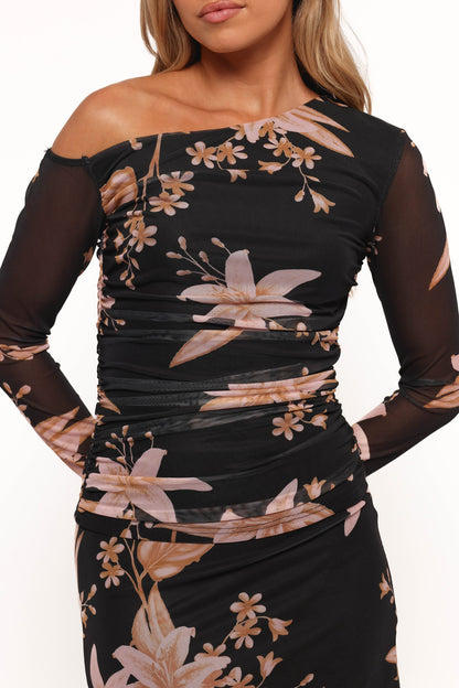Bloise Long Sleeve Top Black Floral