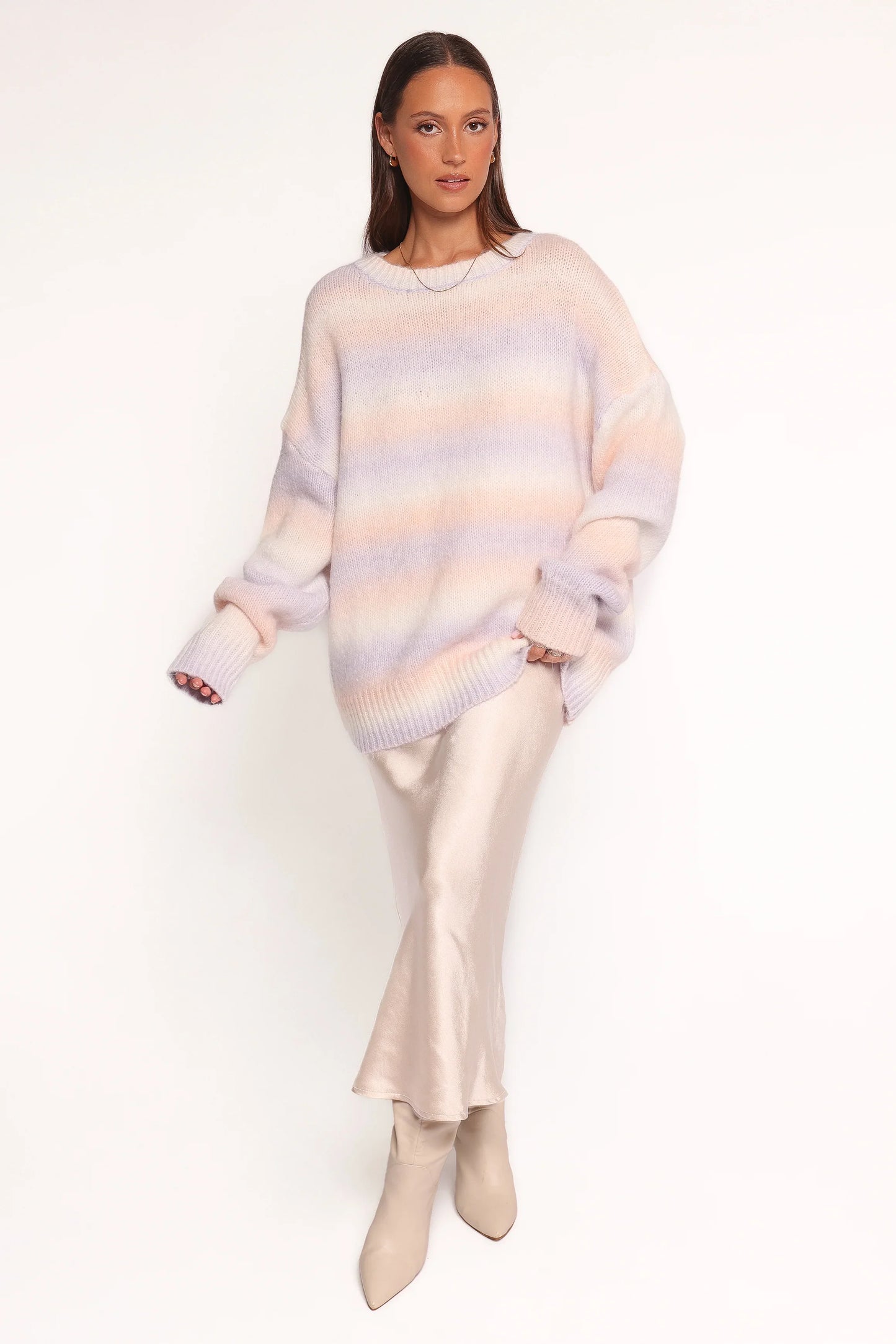 Joy Knit Sweater Lavender Stripe