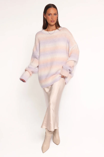 Joy Knit Sweater Lavender Stripe