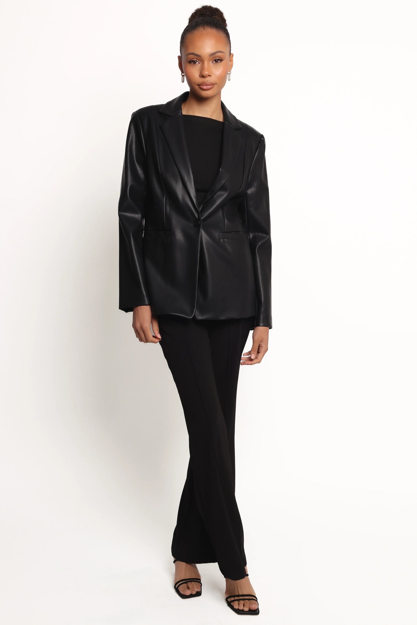 Jamie Faux Leather Blazer Black