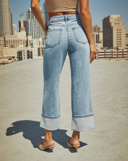 Harden Stretch High Rise Straight Leg Cropped Jeans