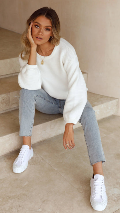 Carmel Knit White