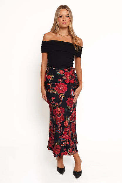 Evie Maxi Skirt Black Floral