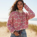 Boho Floral Knit Pullover Sweater