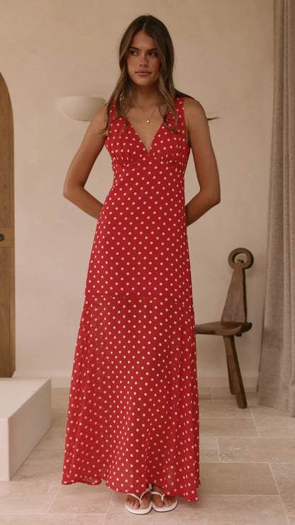 Oriella Maxi Dress Red Polka