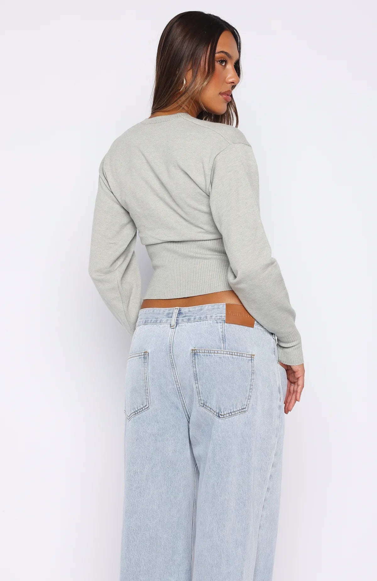 Cindy Cinched Knit Top Grey