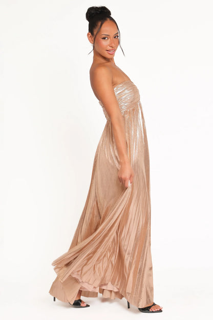 Faye Strapless Maxi Dress Gold