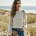 Boho Ribbed Lace Long Sleeve Blouse