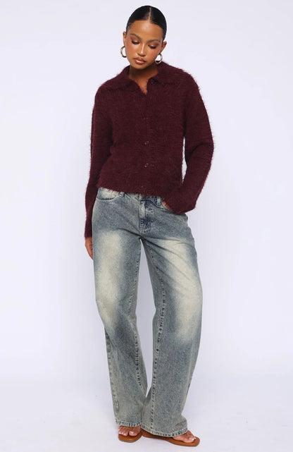 Chill Luxe Knit Cardigan Merlot