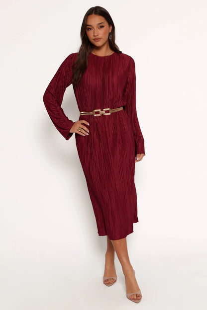 Tannikah Plisse Midi Dress Ruby Wine