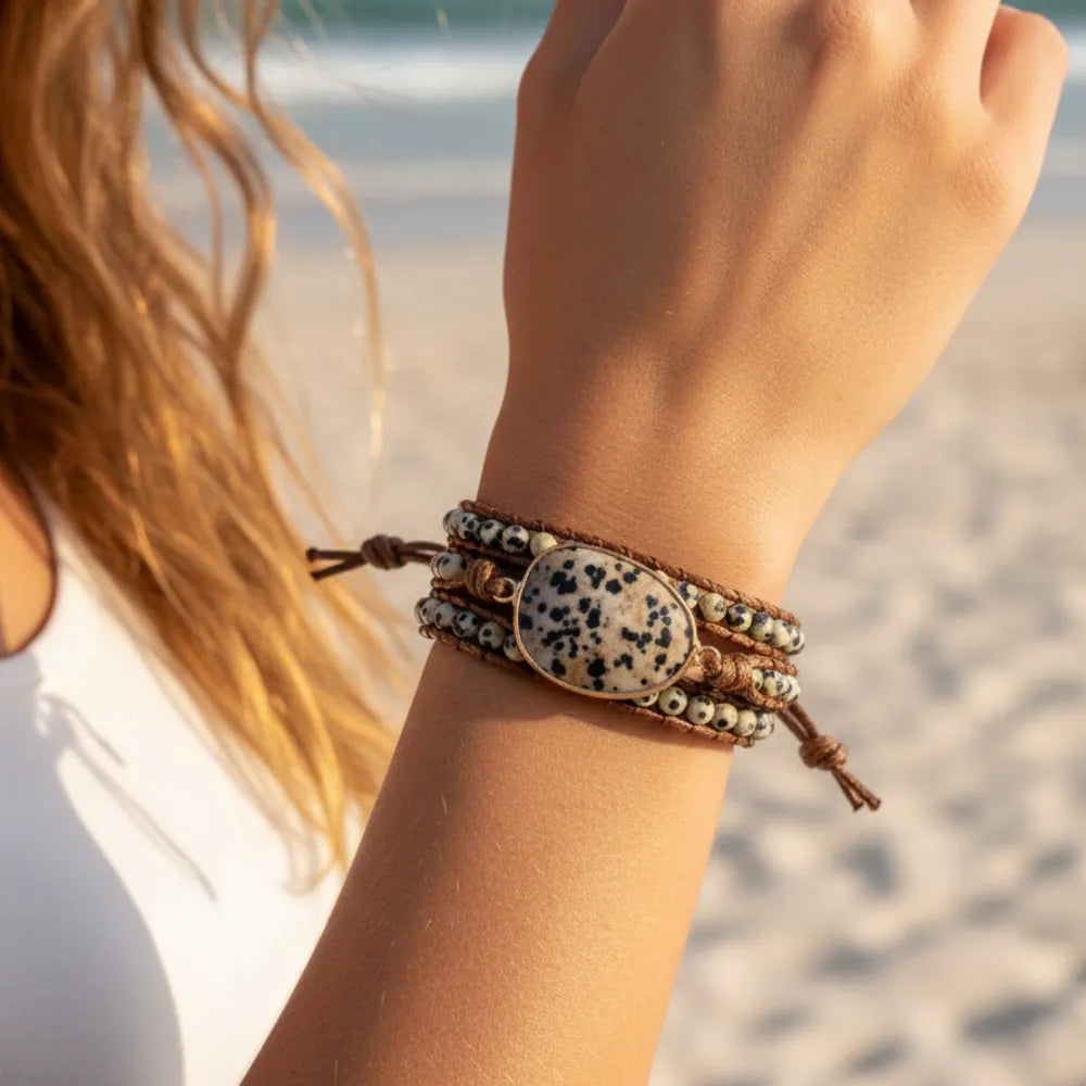 Boho Beaded Stone Wrap Bracelet