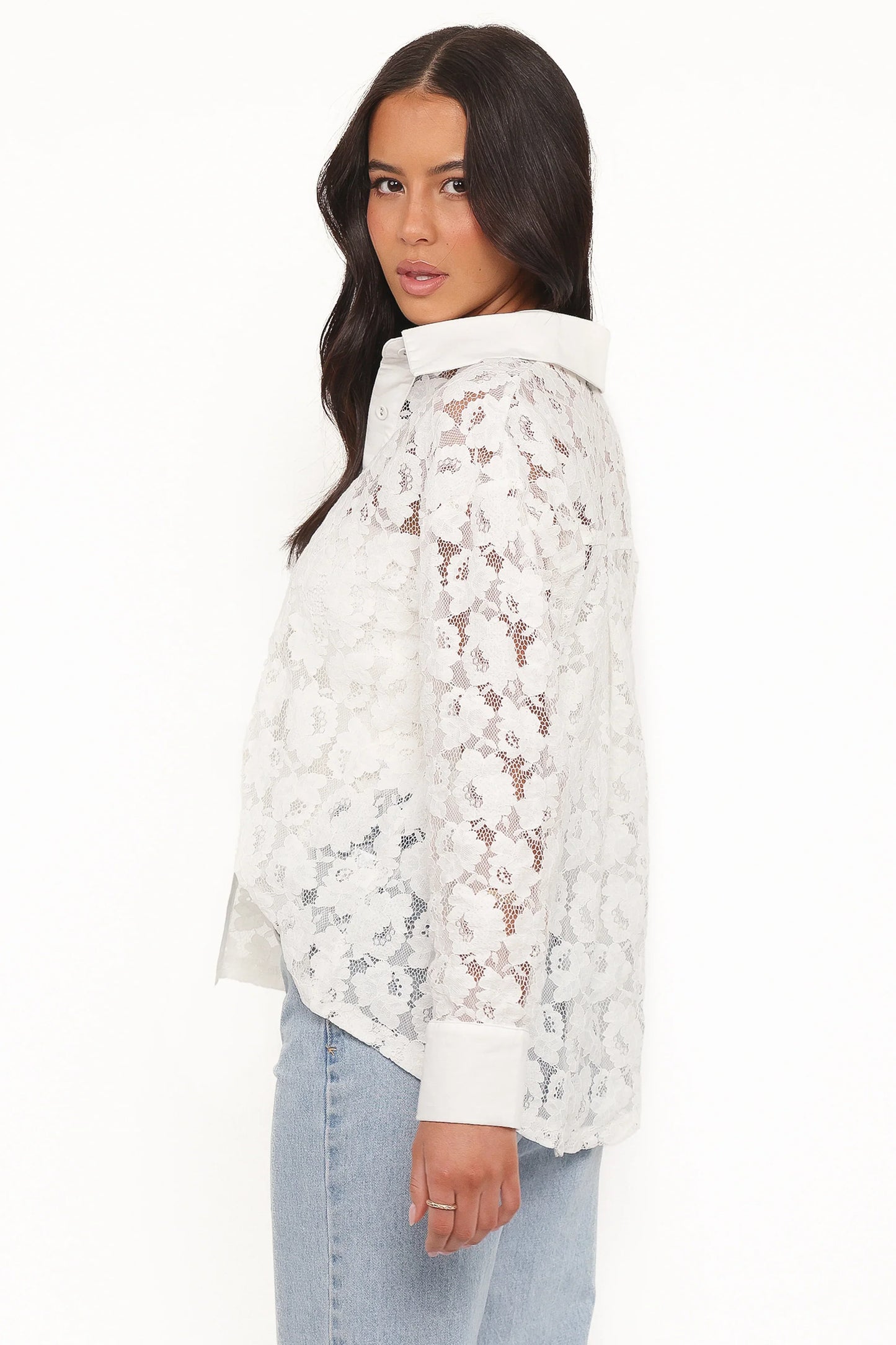 Carol Lace Shirt White