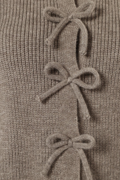 Wilde Bow Front Cardigan Light Grey