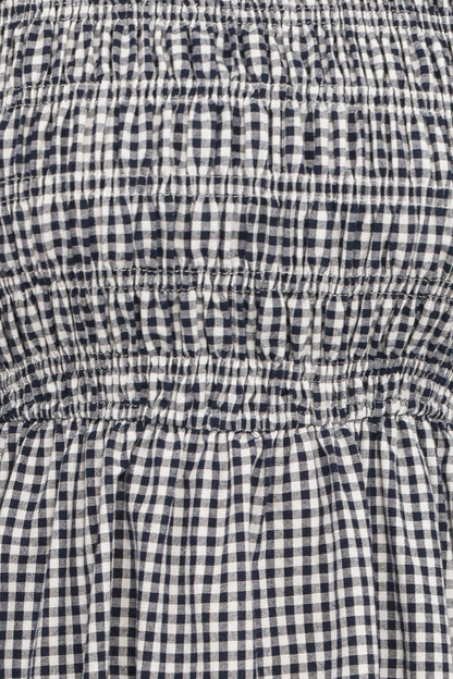 Jessen Long Sleeve Mini Dress Navy Gingham