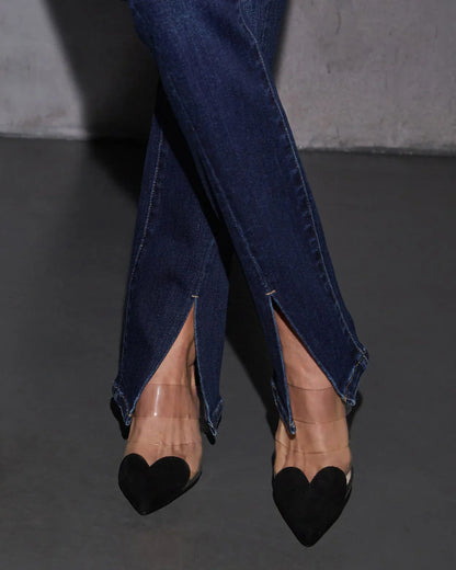 Jennings Super Stretch High Rise Slim Leg Split Hem Jeans