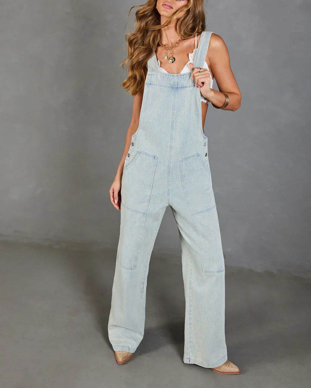 Cloudette Wide Leg Denim Overalls