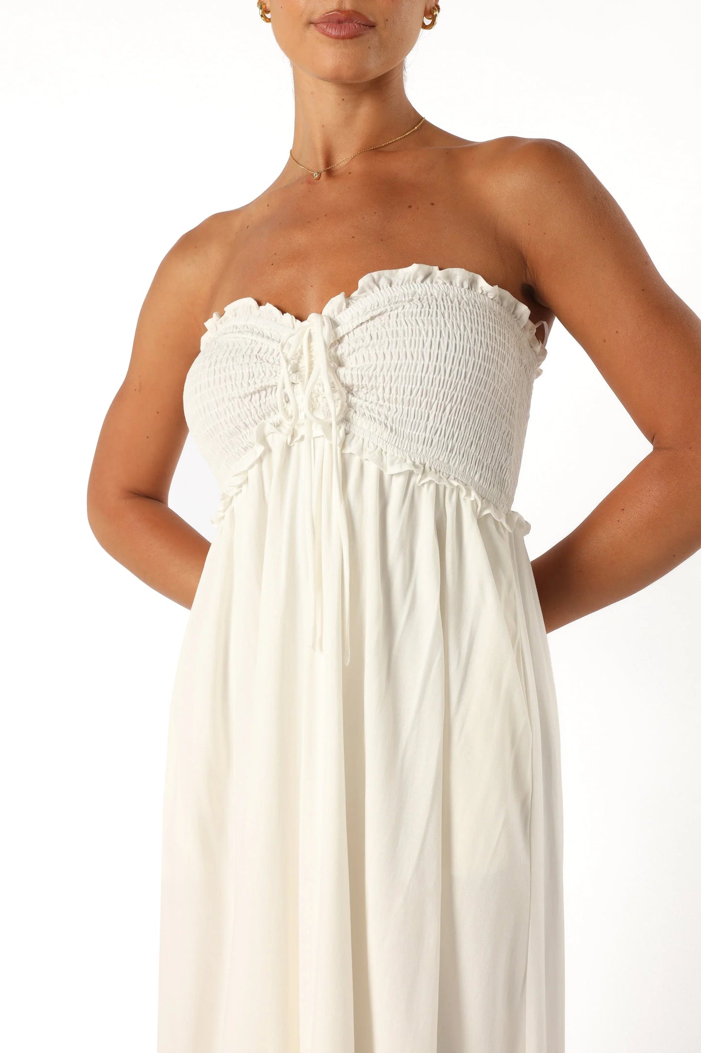 Dayton Strapless Midi Dress White
