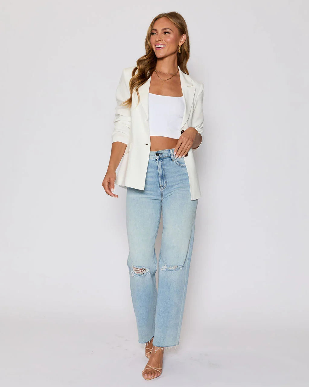 Sandy Linen Pocketed Blazer