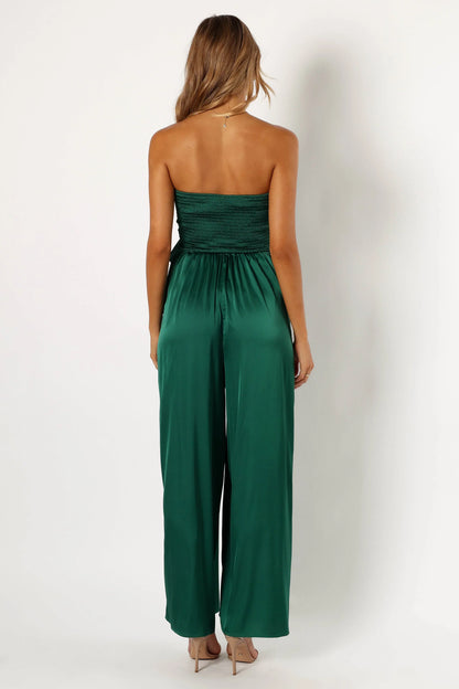 Tanya Strapless Jumpsuit Emerald