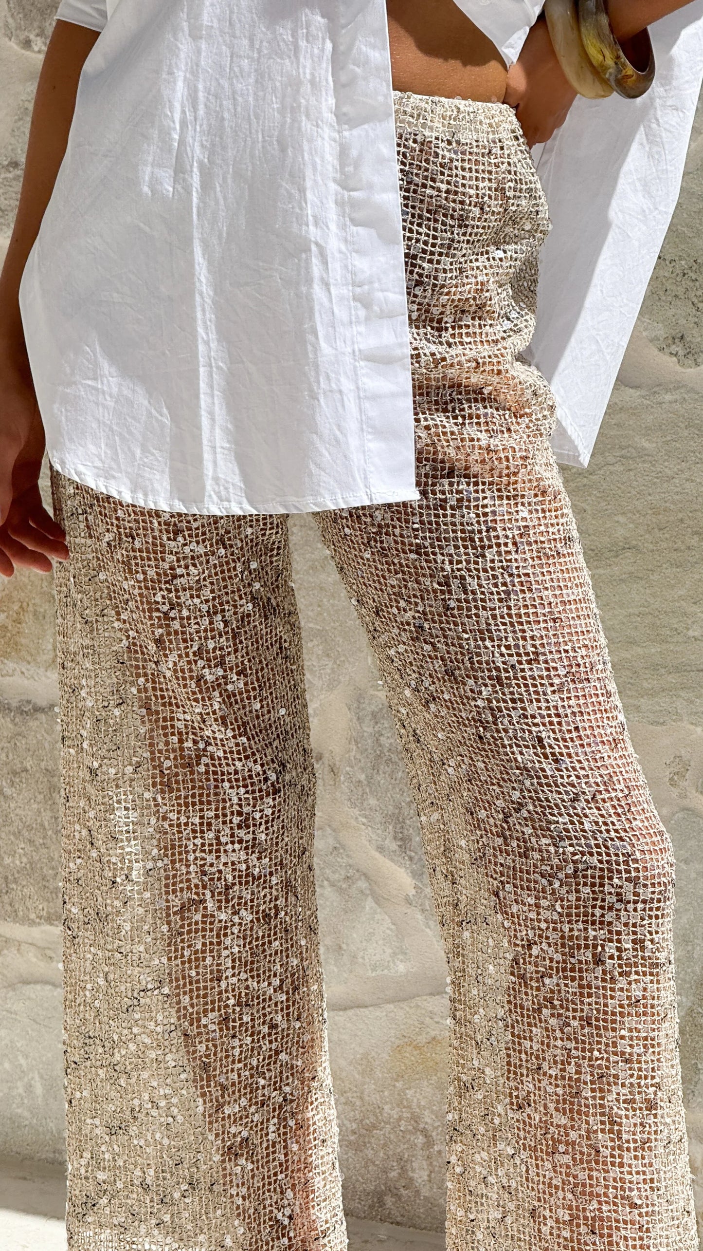 Zinnia Sequins Pant Beige