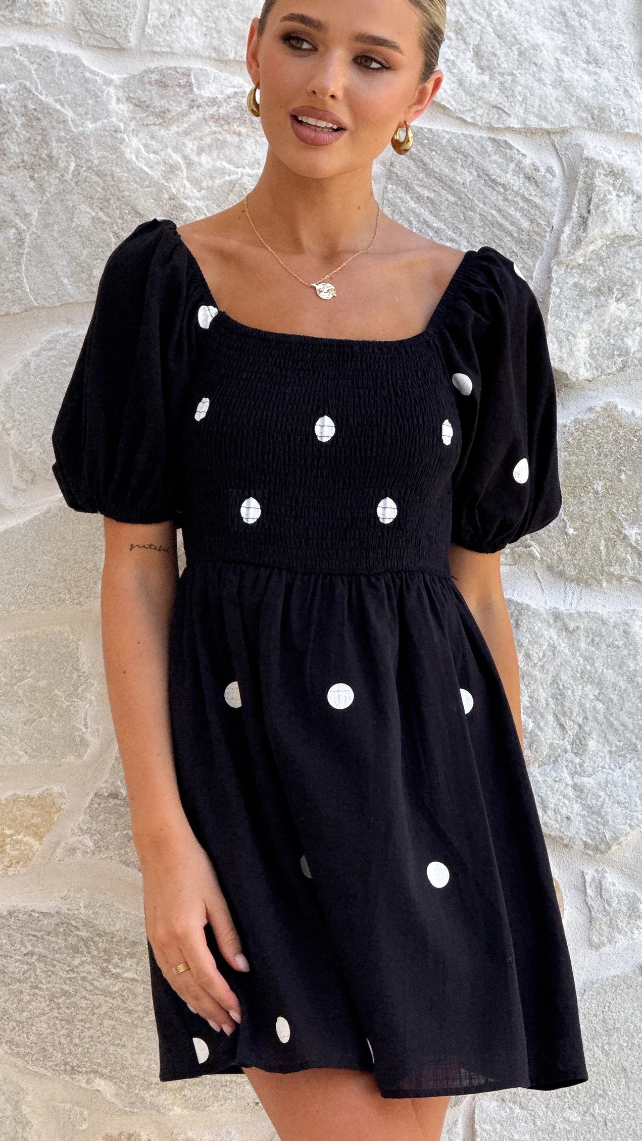 Marissa Mini Dress Black Polka
