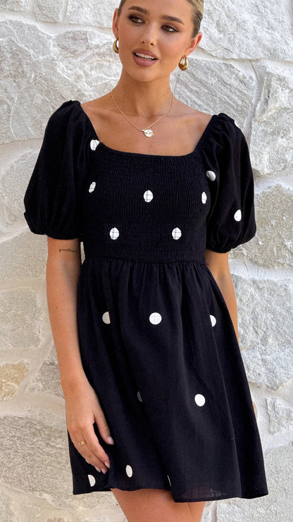 Marissa Mini Dress Black Polka