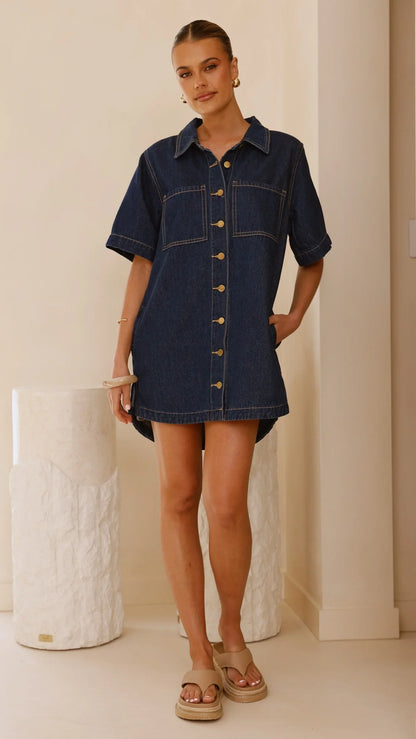 Rayna Denim Mini Dress Indigo