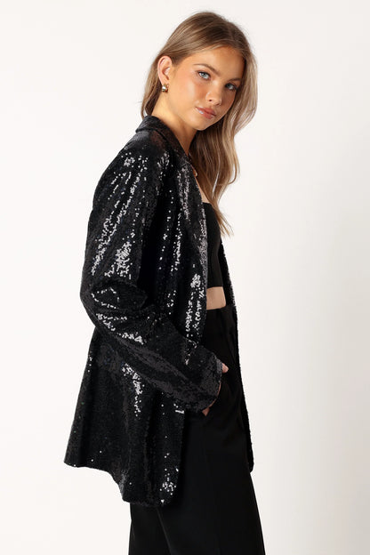 Delaney Sequin Blazer Black