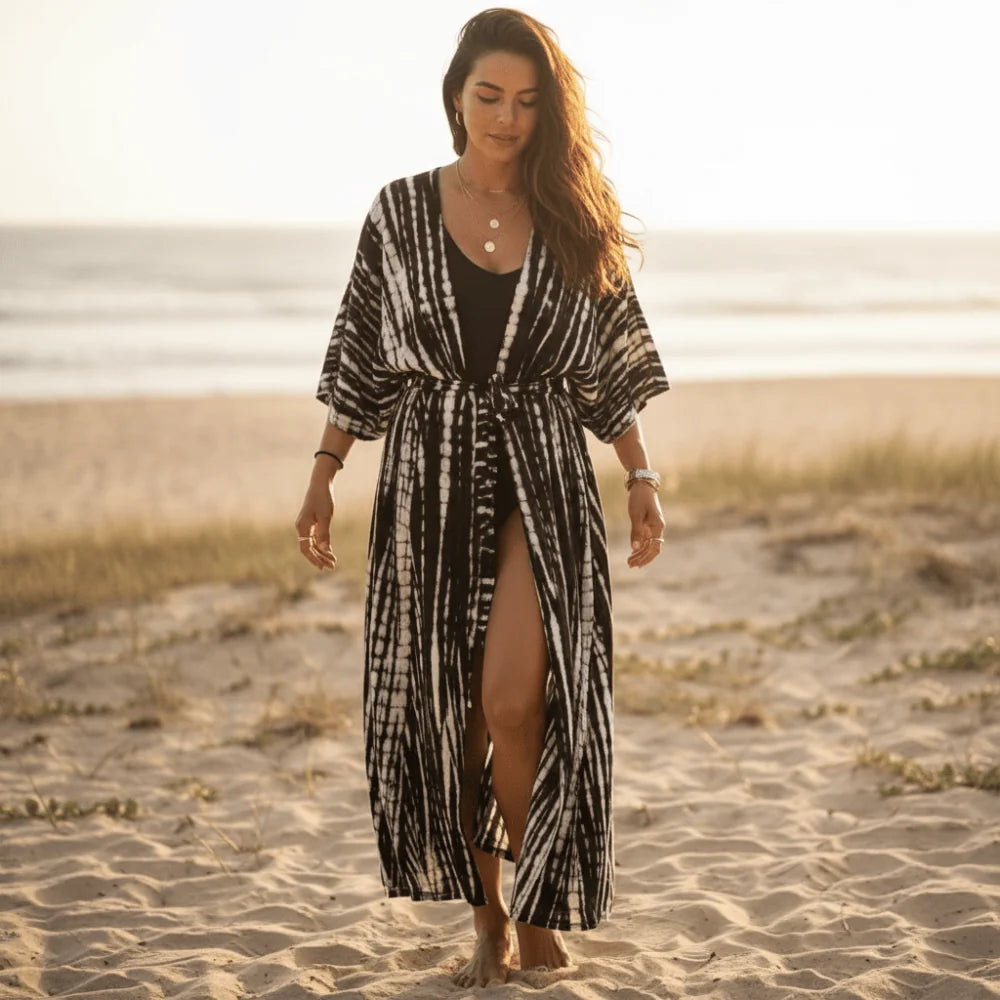 Long Boho Beach Kimono Swim Cover Up