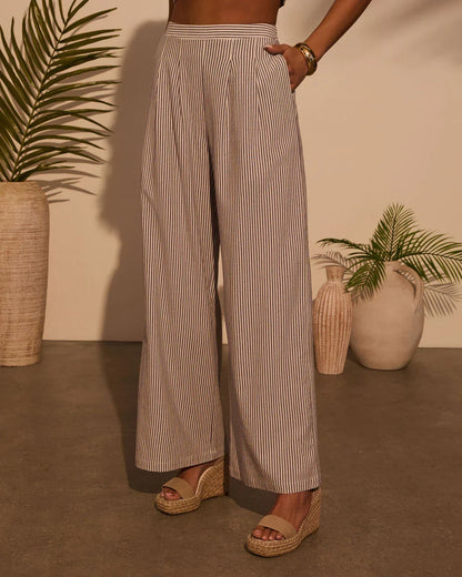 Weekend Trip Pinstripe Wide Leg Pants