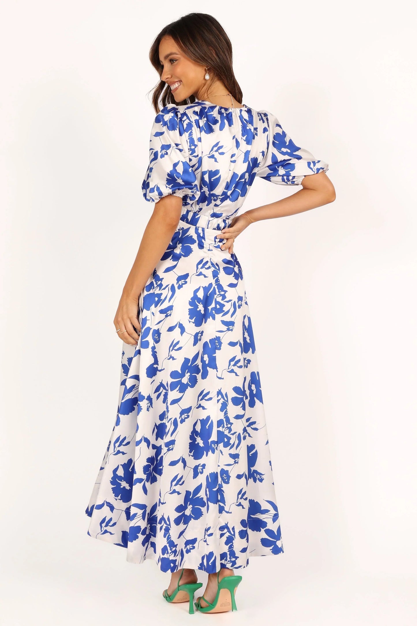 Aminah Puff Sleeve Dress Blue Floral