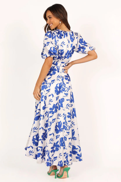 Aminah Puff Sleeve Dress Blue Floral