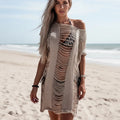 Sheer Knit Bikini Cover Up Mini Dress