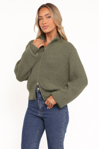 Kourtney Zip Cardigan Olive