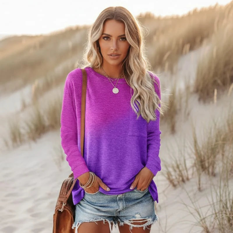 Colorful Ombre Long Sleeve Boho Shirt