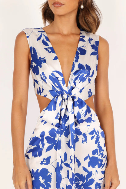 Lulu Wrap Front Jumpsuit Blue Floral