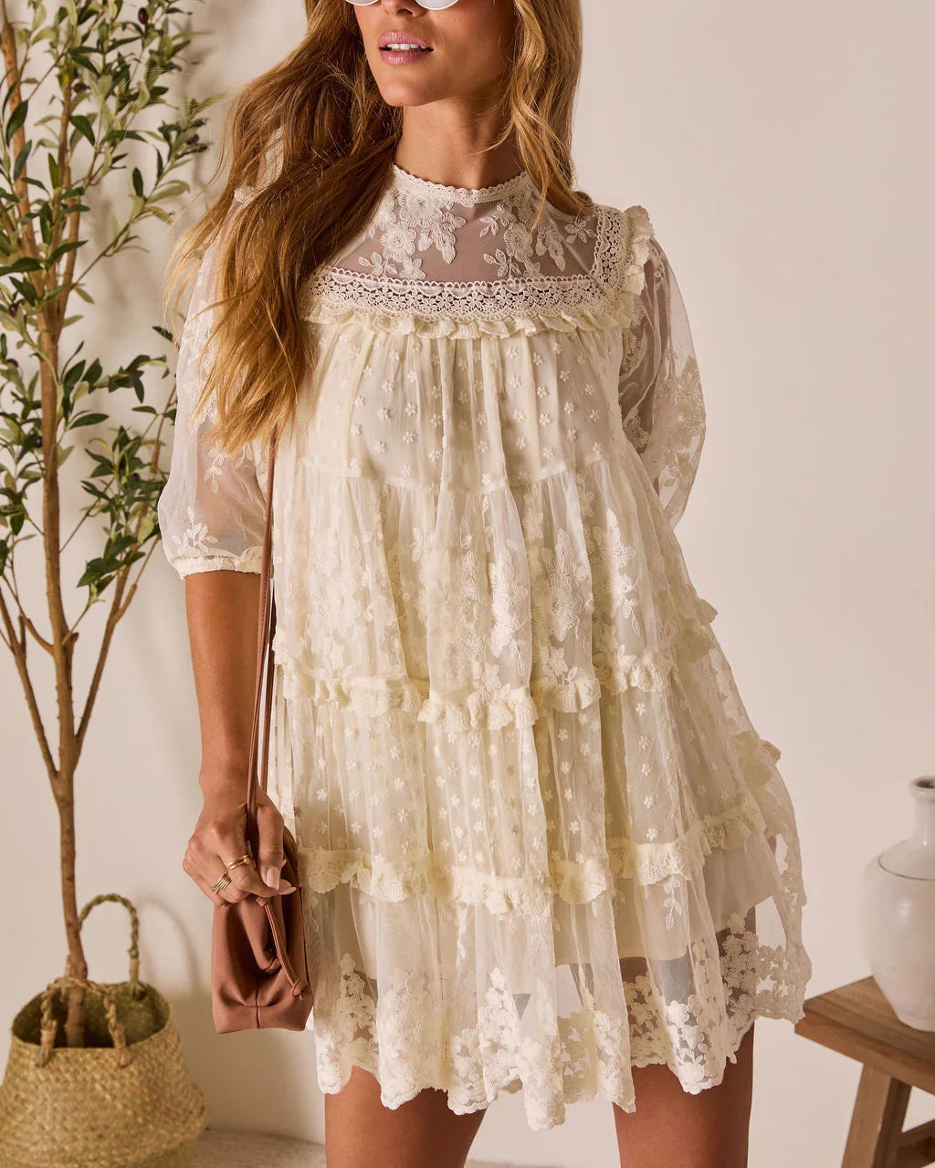 Morning Bliss Lace Mini Dress
