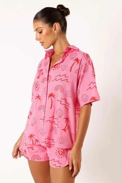 Tally Short Set Pink Red