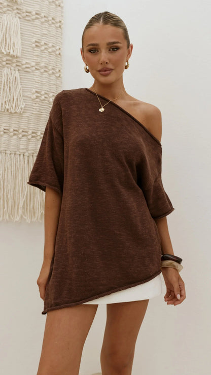 Keisha Off The Shoulder Top Chocolate