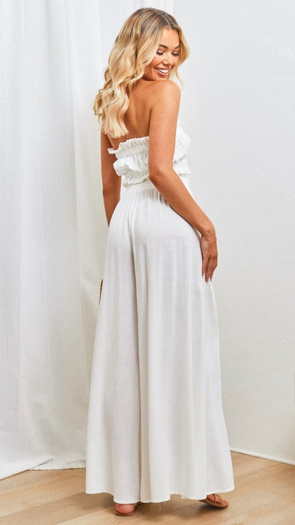 Avery Wide Leg Pants White