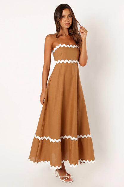 Yana Maxi Dress Tan White