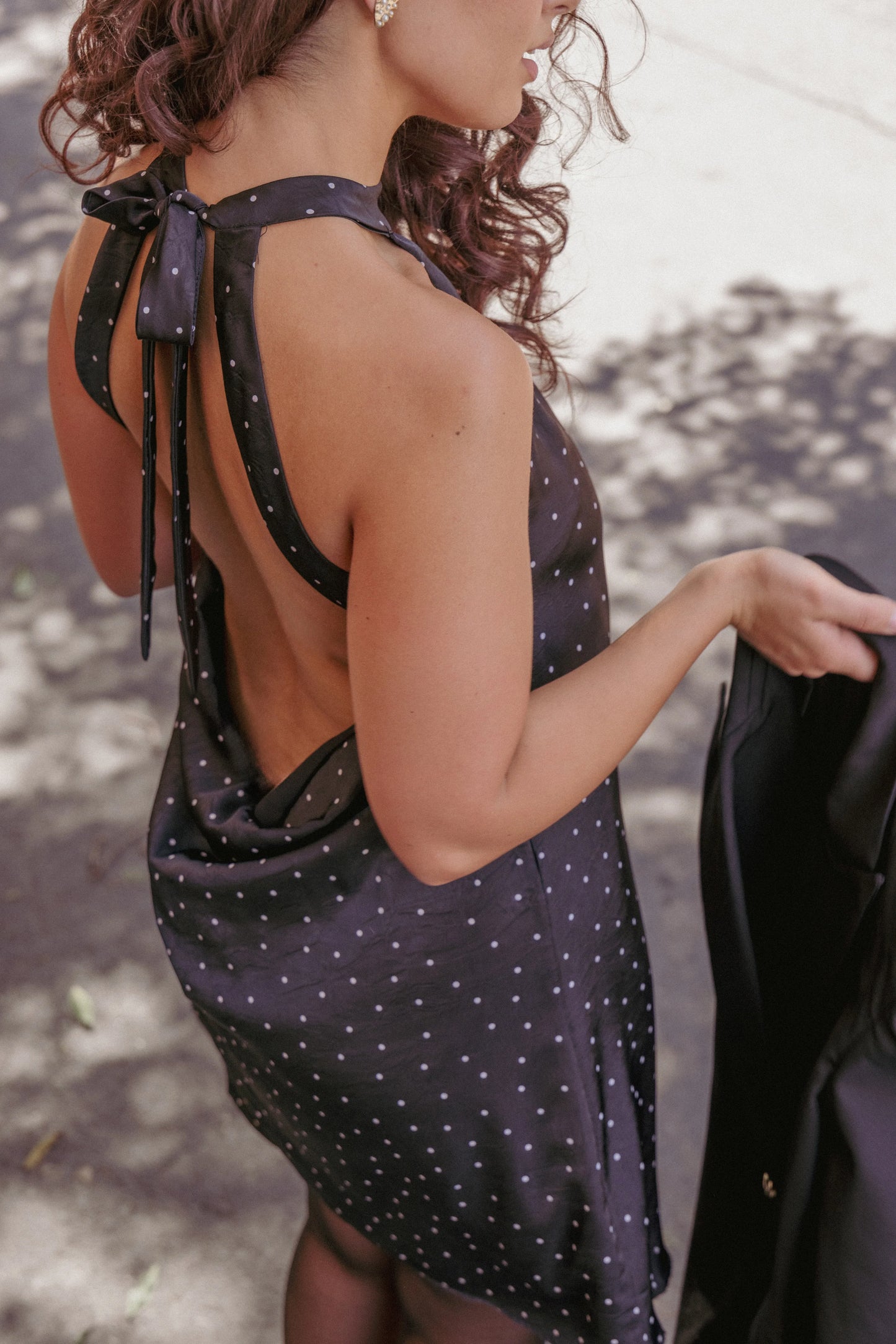 Gabrielle Mini Dress Black Polka Dot