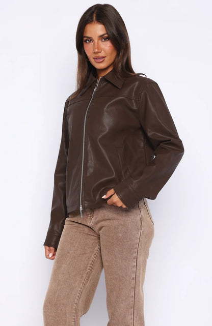 Never Possible Pu Jacket Chocolate